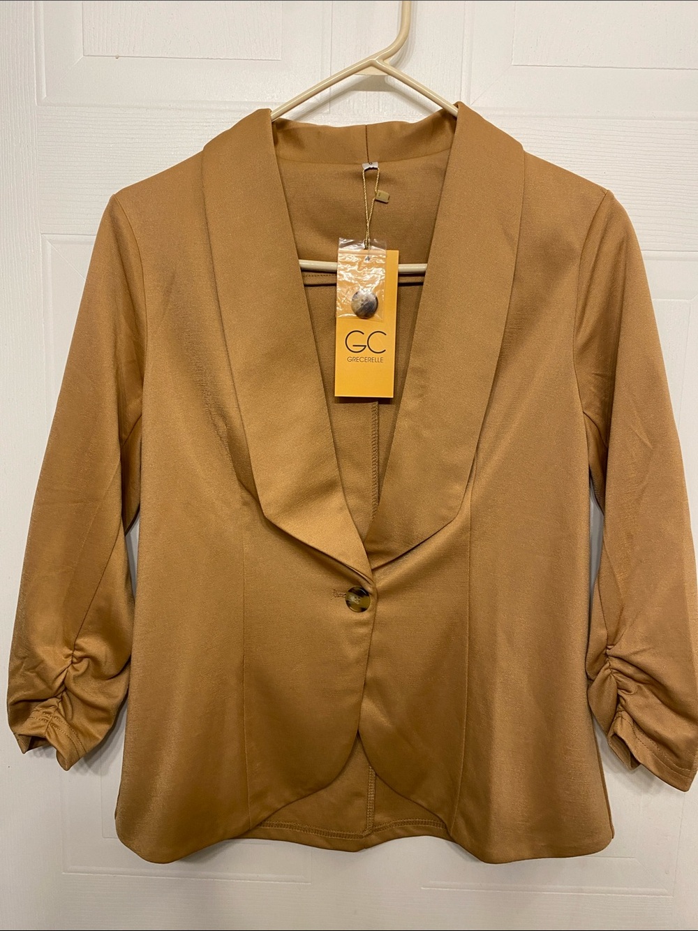 GC Collection Camel Shawl Collar Single-Button Blazer